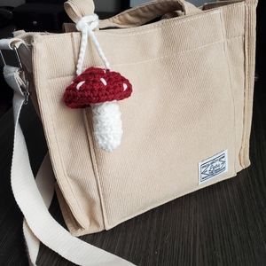 Crochet mini mushroom pouch